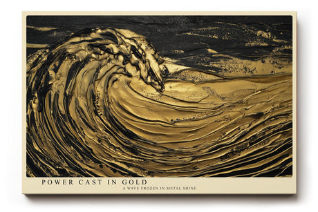 Paul Sinus Wandbild 120x80cm Goldene Welle in Bewegung – Abstrakte Meereskunst mit luxuriösem Gold Effekt für moderne Räume