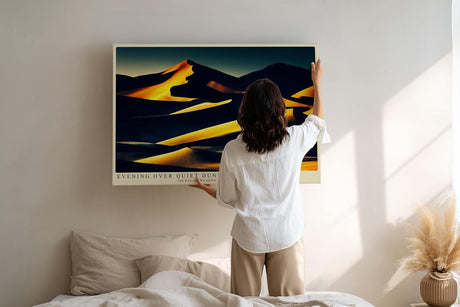 Paul Sinus Wandbild 120x80cm goldene Wüstendünen Landschaft bei Sonnenuntergang dramatische Natur Fotokunst warmes Kunstbild für Wohnzimmer Büro