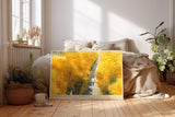 Paul Sinus Wandbild 120x80cm goldener Herbstwald Landschaft Kunst gelbe Bäume moderner Naturstil Flur