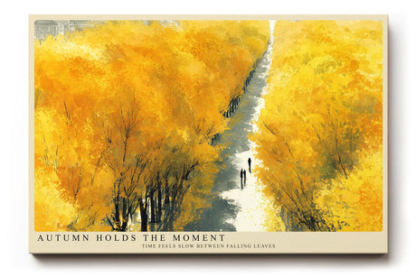 Paul Sinus Wandbild 120x80cm goldener Herbstwald Landschaft Kunst gelbe Bäume moderner Naturstil Flur