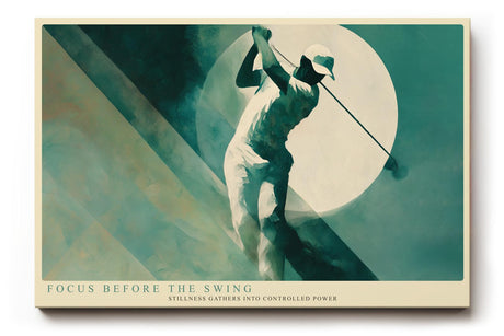 Paul Sinus Wandbild 120x80cm Golf Schwung Fokus Moderne Sportkunst in Gruen und Beige Stilvolle Illustration fuer Wohnzimmer Büro oder Sportbereich