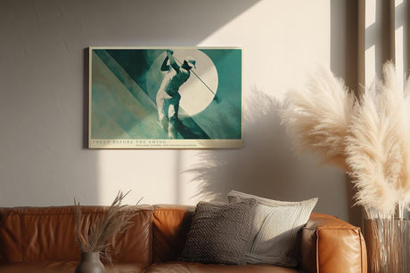 Paul Sinus Wandbild 120x80cm Golf Schwung Fokus Moderne Sportkunst in Gruen und Beige Stilvolle Illustration fuer Wohnzimmer Büro oder Sportbereich