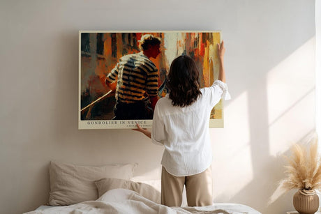 Paul Sinus Wandbild 120x80cm Gondoliere Venedig Kanal Szene Italien Reise Kunst Impressionistische Stadtlandschaft