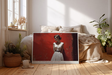 Paul Sinus Wandbild Grace in Contrasting Colors – Stilvolles Porträt mit kraftvollem Farbkontrast – Ausdrucksstarkes Wandbild zwischen Licht, Schatten und Emotion.