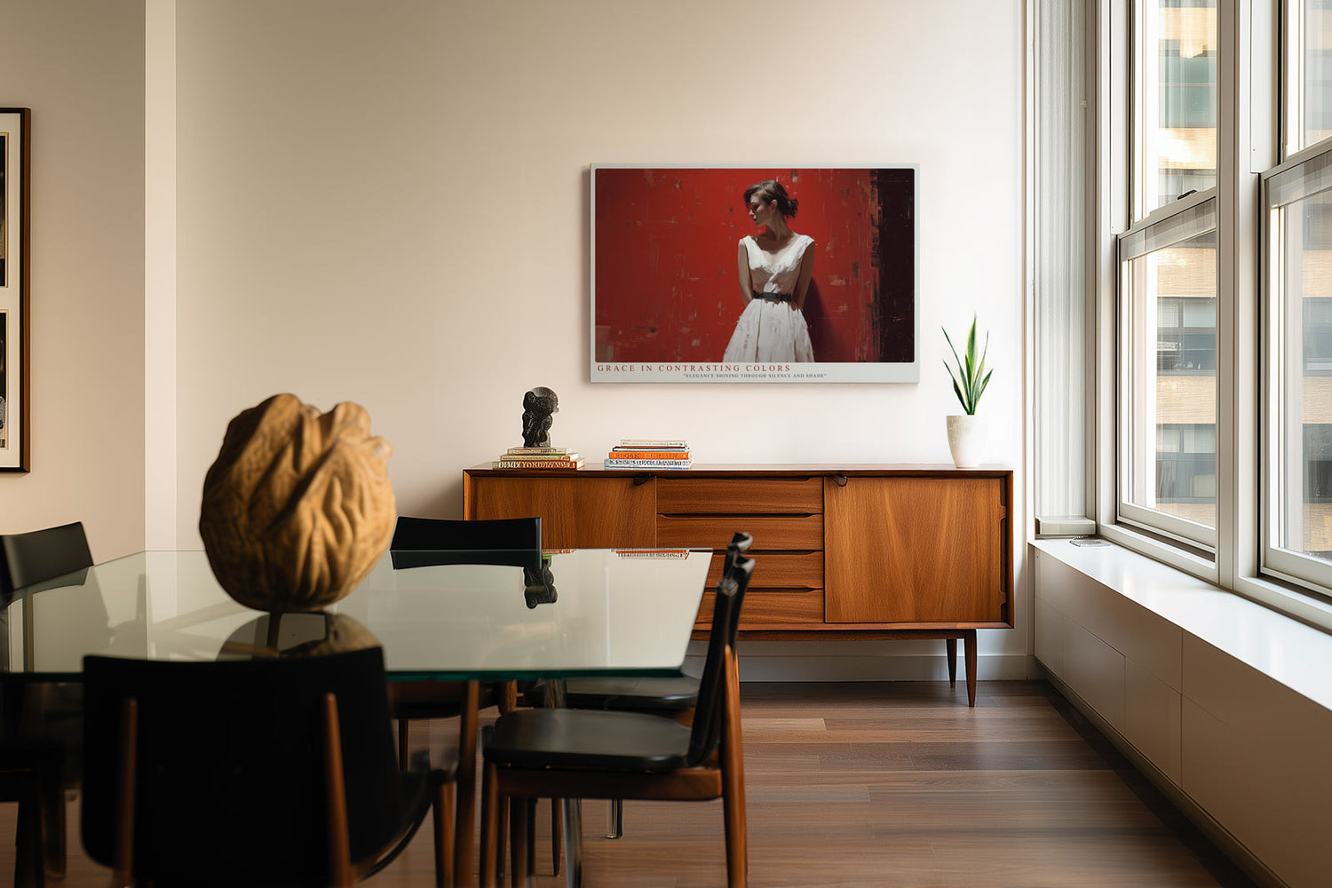 Paul Sinus Wandbild Grace in Contrasting Colors – Stilvolles Porträt mit kraftvollem Farbkontrast – Ausdrucksstarkes Wandbild zwischen Licht, Schatten und Emotion.