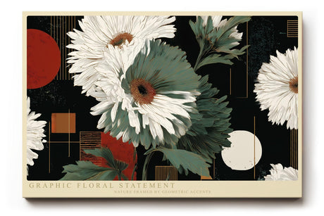 Paul Sinus Wandbild 120x80cm Grafische Blumen Komposition moderne Florale Kunst mit geometrischen Formen Wanddekoration