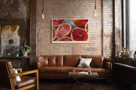 Paul Sinus Wandbild 120x80cm Grapefruit Makrofotografie frische Zitrusfrucht moderne Kuechenkunst lebendige Farben stilvolle Wanddekoration fuer Kueche Esszimmer Wohnzimmer