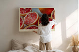 Paul Sinus Wandbild 120x80cm Grapefruit Makrofotografie frische Zitrusfrucht moderne Kuechenkunst lebendige Farben stilvolle Wanddekoration fuer Kueche Esszimmer Wohnzimmer