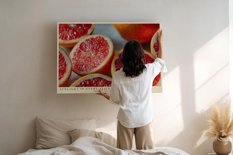 Paul Sinus Wandbild 120x80cm Grapefruit Makrofotografie frische Zitrusfrucht moderne Kuechenkunst lebendige Farben stilvolle Wanddekoration fuer Kueche Esszimmer Wohnzimmer