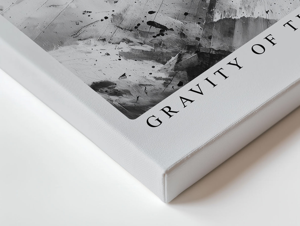 Paul Sinus Wandbild Gravity of the Unknown abstraktes Schwarz-Weiß-Motiv mit kosmischer Energie und Tiefenwirkung