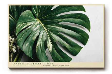 Paul Sinus Wandbild 120x80cm Green in Clean Light tropisches Monstera Blatt minimalistische Pflanzen Fotokunst modernes Natur Poster für Wohnzimmer Büro