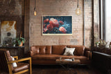 Paul Sinus Wandbild 120x80cm grosse Blumen Malerei romantische Blueten Kunst blau rosa impressionistisches Blumenbild stilvolle Wanddekoration fuer Wohnzimmer