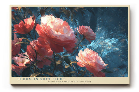 Paul Sinus Wandbild 120x80cm grosse Blumen Malerei romantische Blueten Kunst blau rosa impressionistisches Blumenbild stilvolle Wanddekoration fuer Wohnzimmer