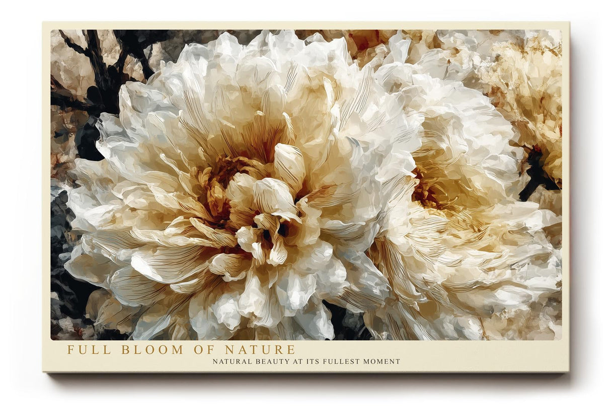 Paul Sinus Wandbild 120x80cm grosse weisse Blueten moderne Blumenmalerei creme beige florale Kunst grosses Kunstbild elegante Wanddekoration fuer Wohnzimmer Büro