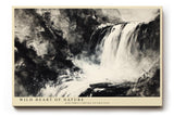 Paul Sinus Wandbild 120x80cm grosser Wasserfall abstrakte Naturmalerei schwarz weiss dramatische Landschaftskunst modernes Kunstbild Wanddekoration fuer Wohnzimmer Büro