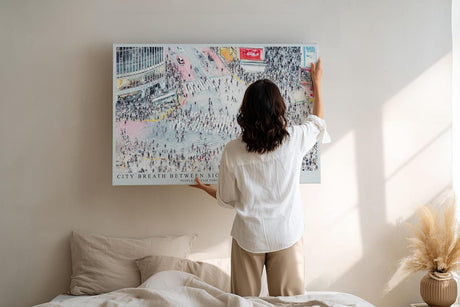 Paul Sinus Wandbild 120x80cm Grossstadt Kreuzung Menschen Stadtleben Moderne urbane Szene Kunstmotiv