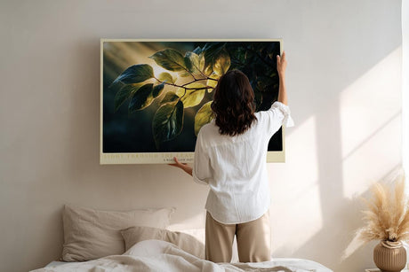 Paul Sinus Wandbild 120x80cm gruene Blaetter im Sonnenlicht botanische Natur Fotokunst warmes Licht Pflanzenmotiv moderne Wanddekoration fuer Wohnzimmer Büro