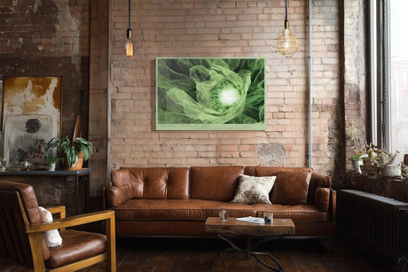 Paul Sinus Wandbild 120x80cm Gruene Bluete Makro botanische Kunst Natur Spiralstruktur Wanddekoration Wohnzimmer Schlafzimmer
