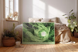 Paul Sinus Wandbild 120x80cm Gruene Bluete Makro botanische Kunst Natur Spiralstruktur Wanddekoration Wohnzimmer Schlafzimmer