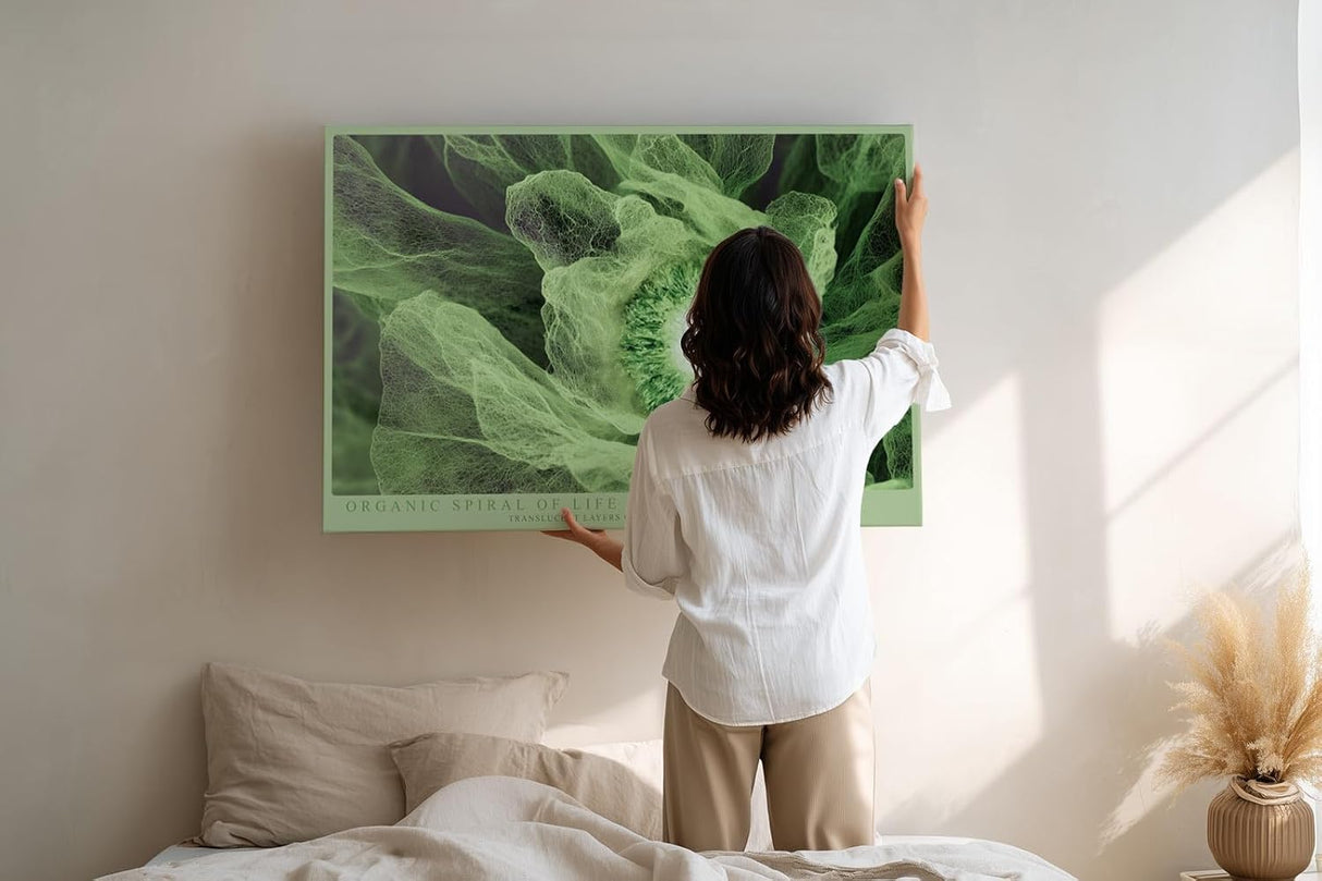 Paul Sinus Wandbild 120x80cm Gruene Bluete Makro botanische Kunst Natur Spiralstruktur Wanddekoration Wohnzimmer Schlafzimmer