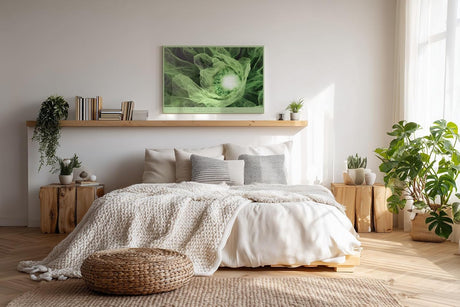 Paul Sinus Wandbild 120x80cm Gruene Bluete Makro botanische Kunst Natur Spiralstruktur Wanddekoration Wohnzimmer Schlafzimmer