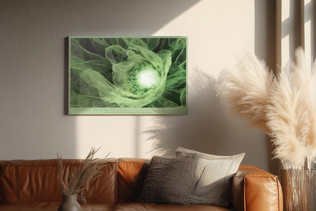 Paul Sinus Wandbild 120x80cm Gruene Bluete Makro botanische Kunst Natur Spiralstruktur Wanddekoration Wohnzimmer Schlafzimmer