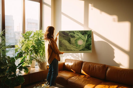 Paul Sinus Wandbild 120x80cm Gruene Bluete Makro botanische Kunst Natur Spiralstruktur Wanddekoration Wohnzimmer Schlafzimmer