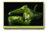 Paul Sinus Wandbild 120x80cm gruene Chili Paprika Food Fotografie moderne Kuechenkunst Nahaufnahme Kunstdruck stilvolle Wanddekoration fuer Kueche Esszimmer Restaurant