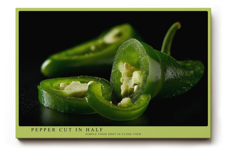 Paul Sinus Wandbild 120x80cm gruene Chili Paprika Food Fotografie moderne Kuechenkunst Nahaufnahme Kunstdruck stilvolle Wanddekoration fuer Kueche Esszimmer Restaurant