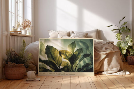 Paul Sinus Wandbild 120x80cm grüne Blätter im Sonnenlicht botanische Natur Fotokunst ruhige Pflanzen Atmosphäre modernes Naturbild für Wohnzimmer Büro