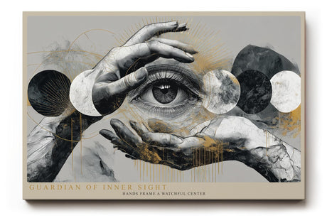 Paul Sinus Wandbild 120x80cm Guardian of Inner Sight surrealistisches Auge Hände Kunst modern abstrakt Poster für Wohnzimmer Büro Studio