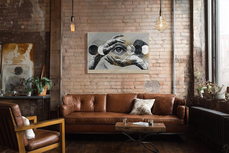 Paul Sinus Wandbild 120x80cm Guardian of Inner Sight surrealistisches Auge Hände Kunst modern abstrakt Poster für Wohnzimmer Büro Studio