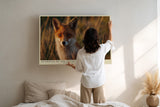 Paul Sinus Wandbild Guardian of the Fields – Fuchs im goldenen Abendlicht symbolisiert Wachsamkeit, Naturverbundenheit und stille Schönheit