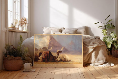 Paul Sinus Wandbild 120x80cm Guardian of the Sands Wüste Kamel vor Pyramide Ägypten Landschaft Kunst Poster für Wohnzimmer Büro Reise Dekoration