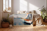 Paul Sinus Wandbild 120x80cm Hafen Landschaft modern Boot Meer Malerei Kunstdruck grosses Kunstbild maritime Wanddekoration fuer Wohnzimmer Büro Flur