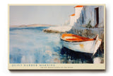 Paul Sinus Wandbild 120x80cm Hafen Landschaft modern Boot Meer Malerei Kunstdruck grosses Kunstbild maritime Wanddekoration fuer Wohnzimmer Büro Flur