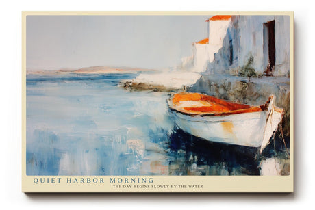 Paul Sinus Wandbild 120x80cm Hafen Landschaft modern Boot Meer Malerei Kunstdruck grosses Kunstbild maritime Wanddekoration fuer Wohnzimmer Büro Flur