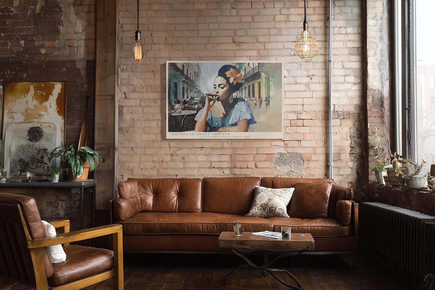 Paul Sinus Wandbild 120x80cm Havanna Frau Zigarre Karibik Stadt Szene Vintage Kunst Wanddekoration Wohnzimmer Bar