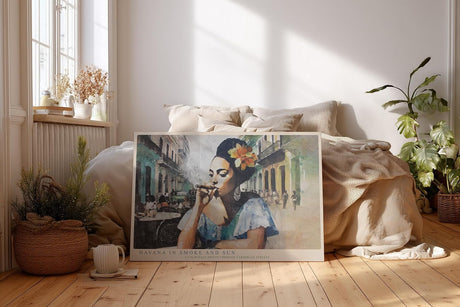 Paul Sinus Wandbild 120x80cm Havanna Frau Zigarre Karibik Stadt Szene Vintage Kunst Wanddekoration Wohnzimmer Bar