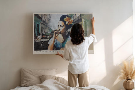 Paul Sinus Wandbild 120x80cm Havanna Frau Zigarre Karibik Stadt Szene Vintage Kunst Wanddekoration Wohnzimmer Bar