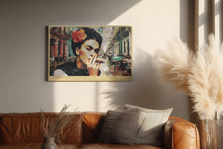 Paul Sinus Wandbild 120x80cm Havanna Frau Zigarre kubanische Strasse Retro Collage Kunst Wanddekoration Wohnzimmer Bar