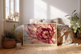 Paul Sinus Wandbild 120x80cm Heart of Silk and Light abstrakte Blüte Makro Natur Fotokunst in Rot und Gold Poster für Wohnzimmer Schlafzimmer