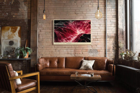 Paul Sinus Wandbild 120x80cm Heart of the Terrain abstrakte rote Landschaft moderne Struktur Kunst Poster für Wohnzimmer Büro