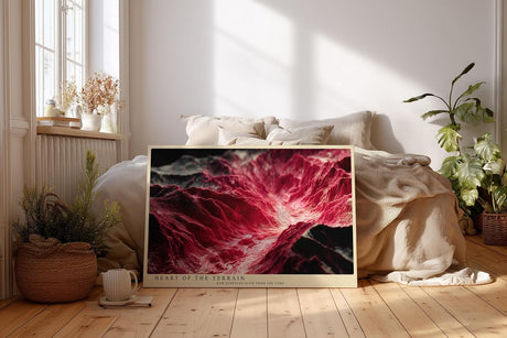 Paul Sinus Wandbild 120x80cm Heart of the Terrain abstrakte rote Landschaft moderne Struktur Kunst Poster für Wohnzimmer Büro