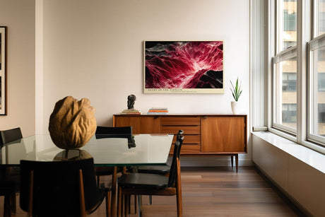 Paul Sinus Wandbild 120x80cm Heart of the Terrain abstrakte rote Landschaft moderne Struktur Kunst Poster für Wohnzimmer Büro