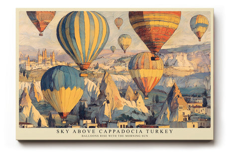 Paul Sinus Wandbild 120x80cm Heißluftballons über Kappadokien Landschaft Kunst in Warmen Farben für Wohnzimmer Büro und Flur