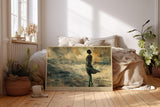 Paul Sinus Wandbild 120x80cm Her Heart Sails Far Away romantische Frau am Meer Vintage Collage Kunst Poster für Wohnzimmer Schlafzimmer