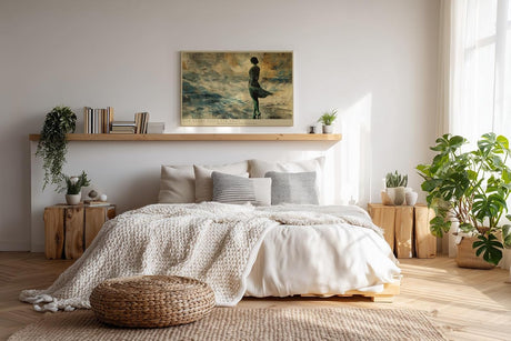 Paul Sinus Wandbild 120x80cm Her Heart Sails Far Away romantische Frau am Meer Vintage Collage Kunst Poster für Wohnzimmer Schlafzimmer