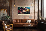 Paul Sinus Wandbild 120x80cm Herbst Blaetter auf Wasser fotografische Naturkunst warme Rot Gelb Gruen Toene ruhige Stimmung stilvolle Wanddekoration fuer Wohnzimmer Büro