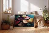 Paul Sinus Wandbild 120x80cm Herbst Blaetter auf Wasser fotografische Naturkunst warme Rot Gelb Gruen Toene ruhige Stimmung stilvolle Wanddekoration fuer Wohnzimmer Büro